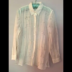 Beautiful Classic Lord & Taylor Sheer Summer White Blouse